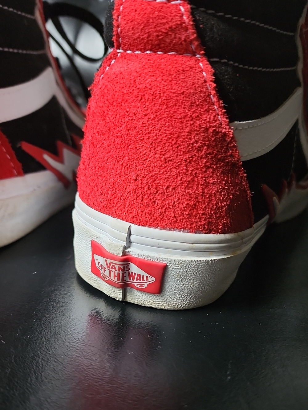 Vans Sk8-Hi Bolt Racing Red Black Lightning Bolt High Top Skate Sneakers 8.5 - Picture 3 of 12